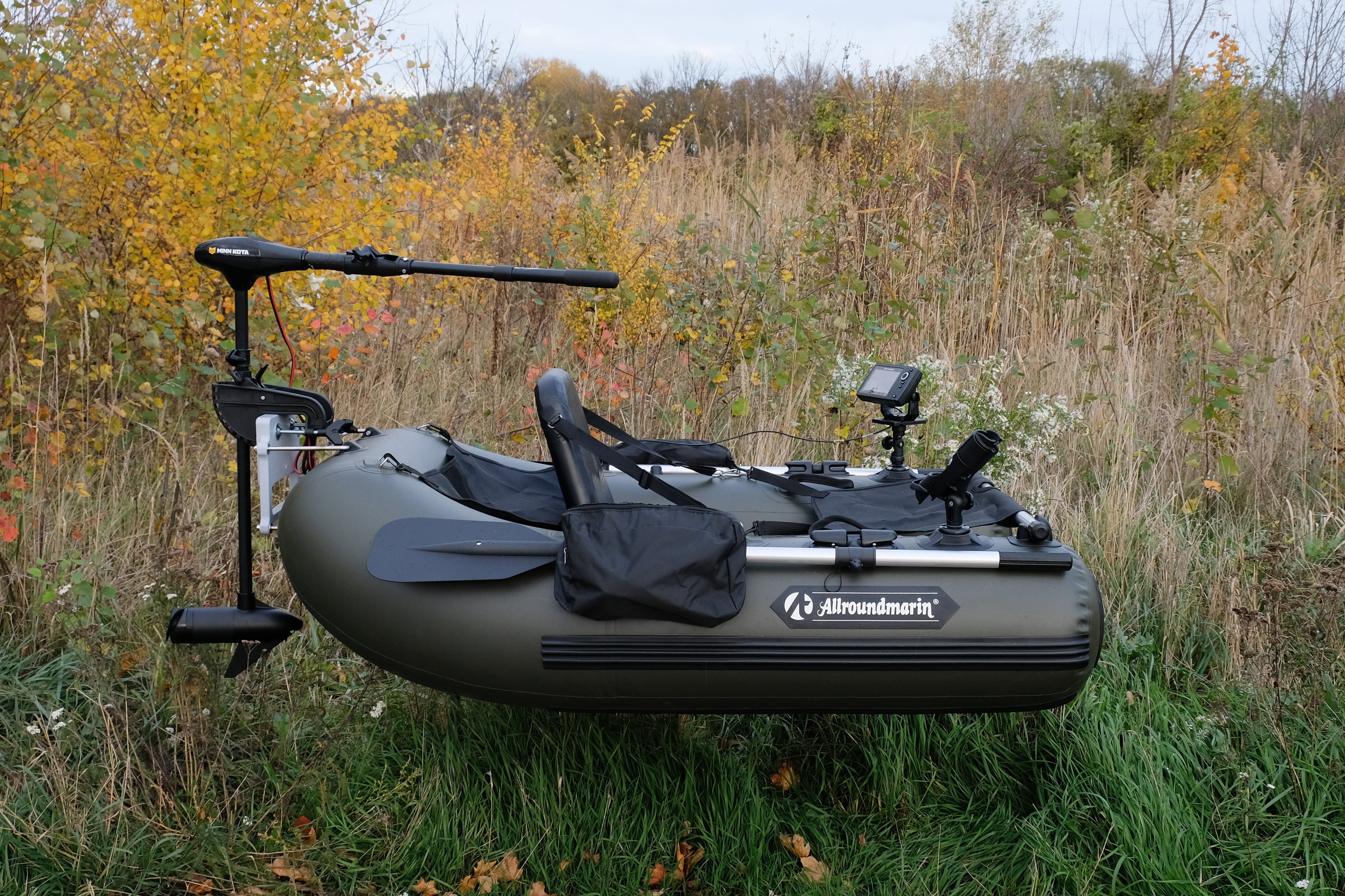 Allroundmarin Belly Boot 170 olivgrün mit Motorhalterung - Outdoor Monkey