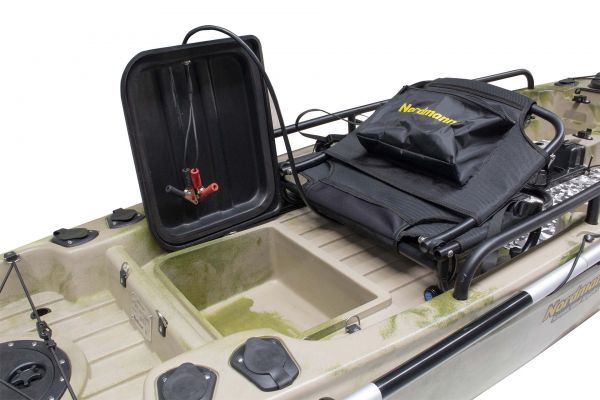 Nordmann® Tigrar 12.8 Angelkajak Sit on Top | inkl. Pedalantrieb und Elektromotor | Restposten - Camo/Military - Outdoor Monkey