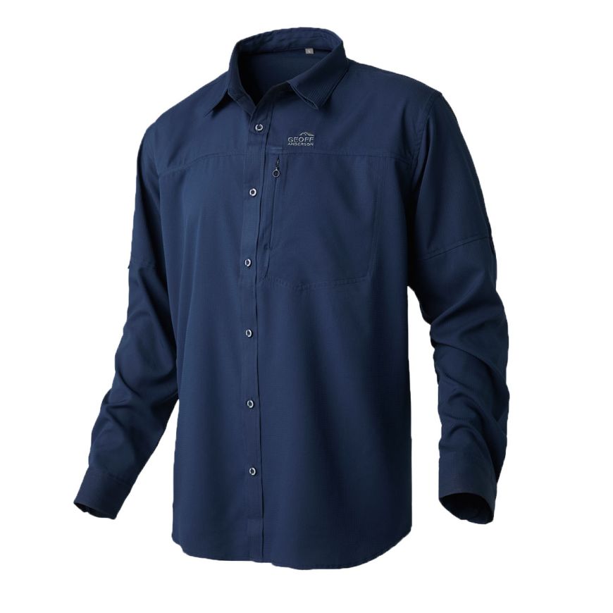 GEOFF ANDERSON Ezmar Hemd Light Weight langarm - blau