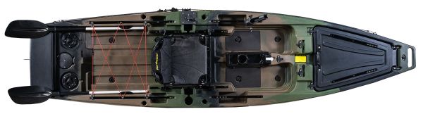 Nordmann® Ranger 12.5 Angelkajak Sit on Top inkl. Zahnstangen-Pedalantrieb - Camo/Military - Outdoor Monkey