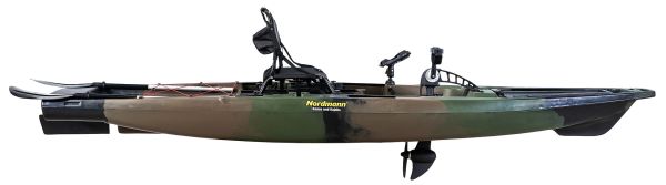Nordmann® Ranger 12.5 Angelkajak Sit on Top inkl. Zahnstangen-Pedalantrieb - Camo/Military - Outdoor Monkey