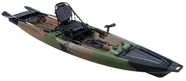 Nordmann® Ranger 12.5 Angelkajak Sit on Top inkl. Zahnstangen-Pedalantrieb - Camo/Military - Outdoor Monkey