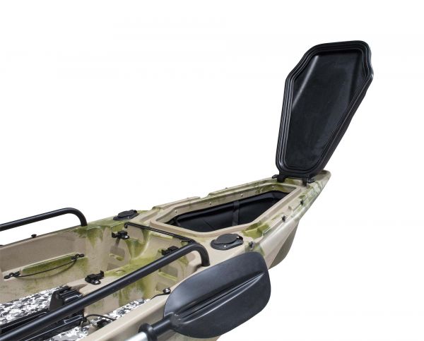 Nordmann® Tigrar 12.8 Angelkajak Sit on Top | inkl. Pedalantrieb und Elektromotor | Restposten - Camo/Petrol - Outdoor Monkey