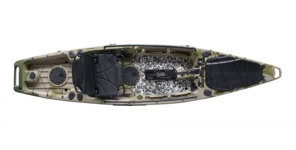 Nordmann® Tigrar 12.8 Angelkajak Sit on Top | inkl. Pedalantrieb und Elektromotor | Restposten - Camo/Military - Outdoor Monkey