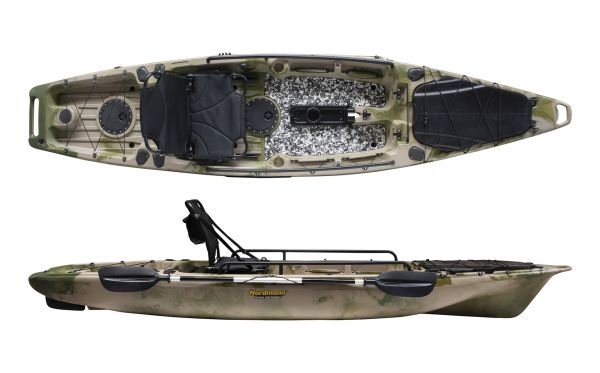 Nordmann® Tigrar 12.8 Angelkajak Sit on Top | inkl. Pedalantrieb und Elektromotor | Restposten - Camo/Military - Outdoor Monkey