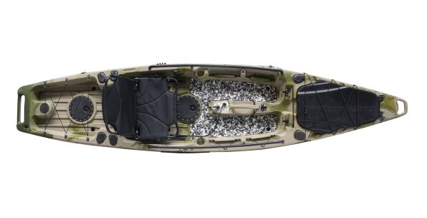 Nordmann® Tigrar 12.8 Angelkajak Sit on Top | inkl. Pedalantrieb und Elektromotor | Restposten - Camo/Military - Outdoor Monkey