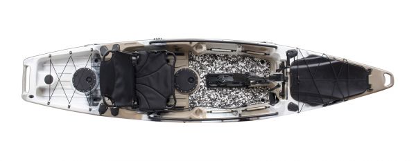 Nordmann® Tigrar 12.8 Angelkajak Sit on Top | inkl. Pedalantrieb und Elektromotor | Restposten - Camo/Petrol - Outdoor Monkey