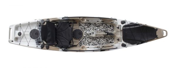 Nordmann® Tigrar 12.8 Angelkajak Sit on Top | inkl. Pedalantrieb und Elektromotor | Restposten - Camo/Petrol - Outdoor Monkey