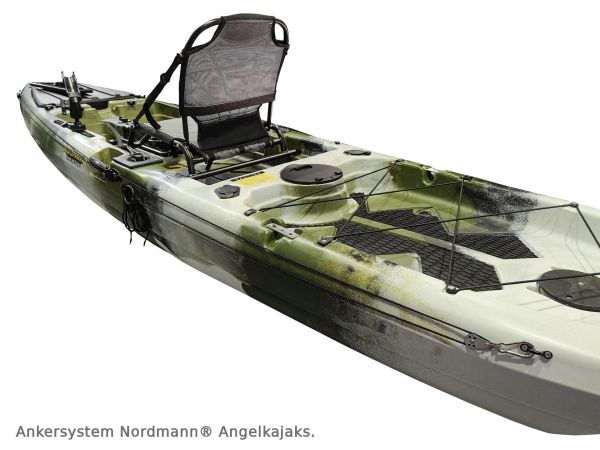 Nordmann® Dingi 250 - 8.2 Angelkajak Sit on Top inkl. Zahnstangen-Pedalantrieb - Military - Outdoor Monkey