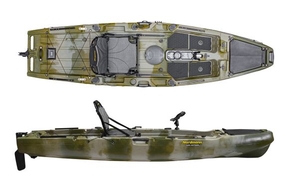 Nordmann® Hunter 10.5 Angelkajak Sit on Top inkl. Zahnstangen-Pedalantrieb - Camo/Military - Outdoor Monkey