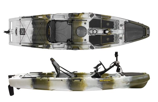 Nordmann® Hunter 10.5 Angelkajak Sit on Top inkl. Zahnstangen-Pedalantrieb - Camo/Petrol - Outdoor Monkey