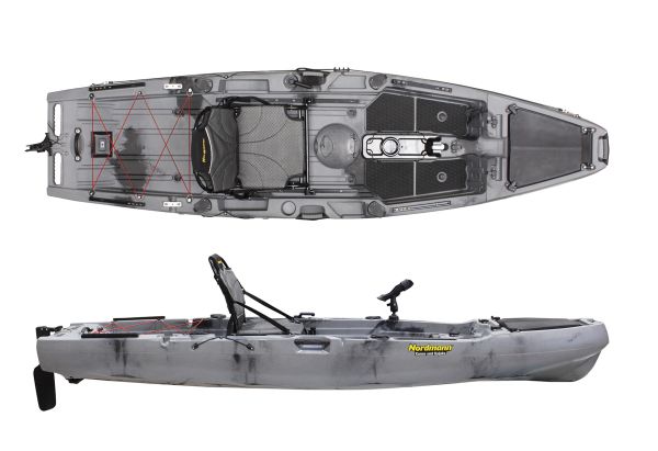 Nordmann® Hunter 10.5 Angelkajak Sit on Top inkl. Zahnstangen-Pedalantrieb - Camo/Steel - Outdoor Monkey