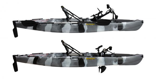 Nordmann® Raptor 11.8 Angelkajak Sit on Top inkl. Zahnstangen-Pedalantrieb - Camo/Navy - Outdoor Monkey