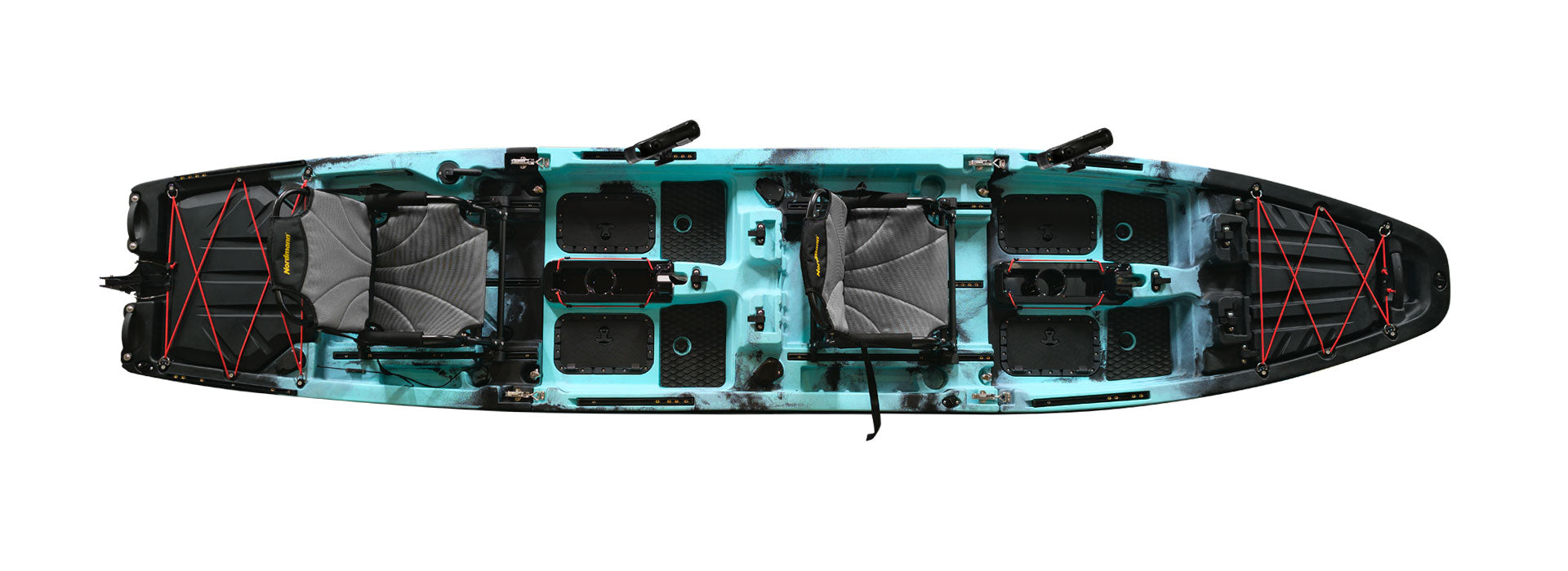 Nordmann Viper 14.3 Duo Angelkajak Camo Cyan Draufsicht