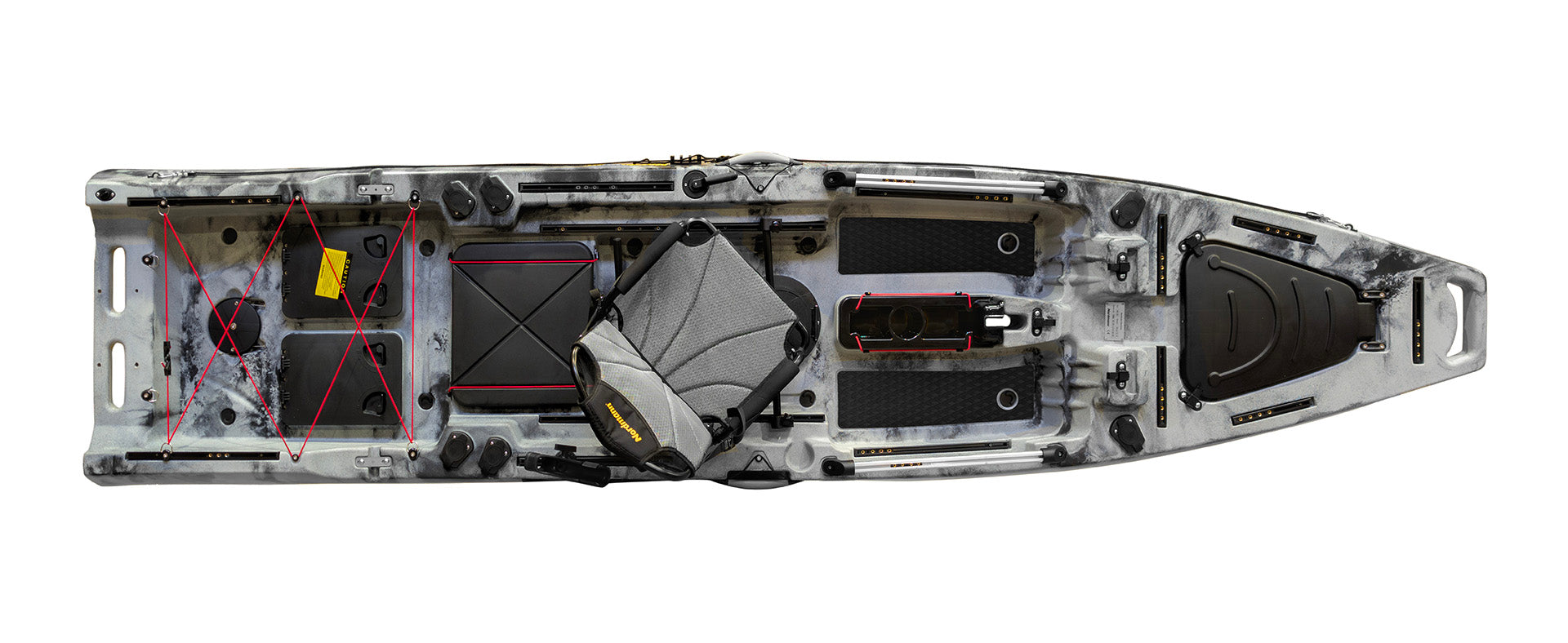 Nordmann® Orca 12.5 Angelkajak Sit on Top inkl. Zahnstangen-Pedalantrieb - Camo/Navy