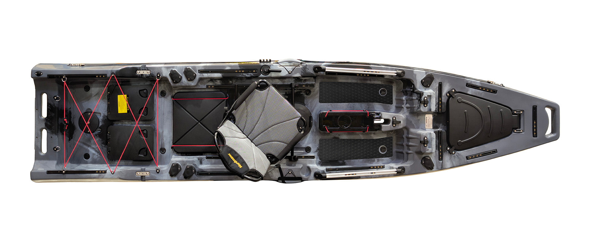 Nordmann® Orca 12.5 Angelkajak Sit on Top inkl. Zahnstangen-Pedalantrieb - Camo/Steel