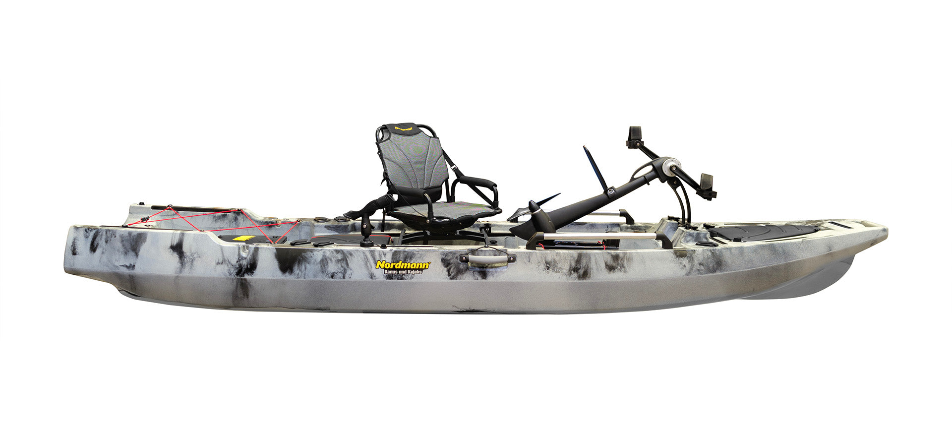 Nordmann® Orca 12.5 Angelkajak Sit on Top inkl. Zahnstangen-Pedalantrieb - Camo/Navy - Outdoor Monkey