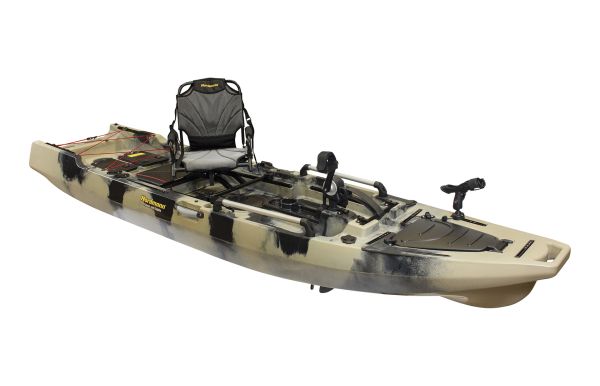 Nordmann® Orca 12.5 Angelkajak Sit on Top inkl. Zahnstangen-Pedalantrieb - Camo/Sand - Outdoor Monkey