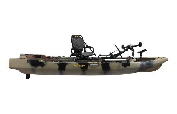 Nordmann® Orca 12.5 Angelkajak Sit on Top inkl. Zahnstangen-Pedalantrieb - Camo/Sand - Outdoor Monkey
