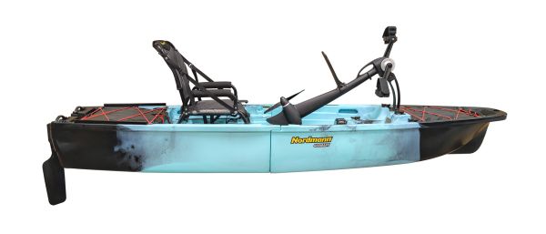 Nordmann® Viper 9.2 teilbares Angelkajak Sit on Top inkl. Zahnstangen-Pedalantrieb - Camo/Cayn