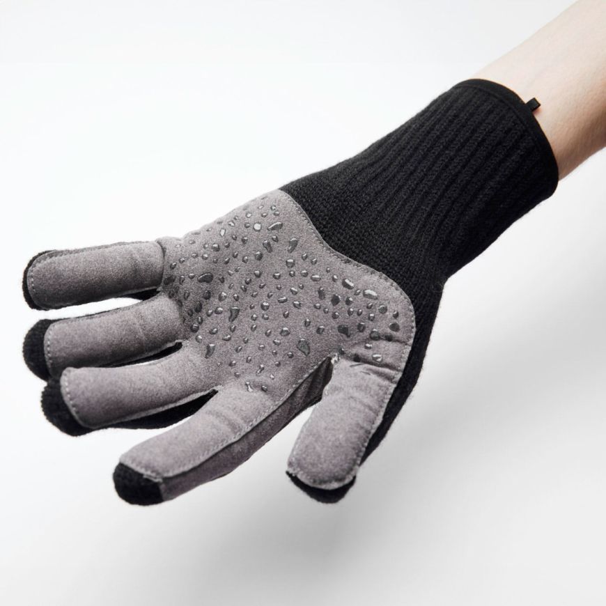 GEOFF ANDERSON Merino Handschuhe mit Kunstleder - schwarz