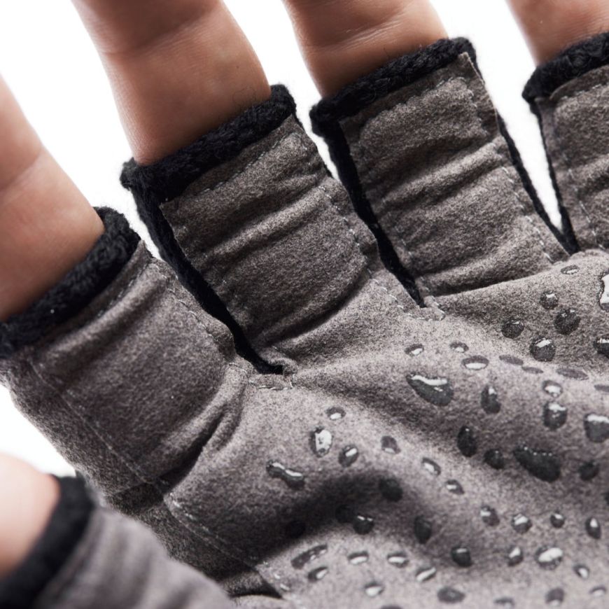 GEOFF ANDERSON Merino Handschuhe mit Kunstleder fingerlos - schwarz