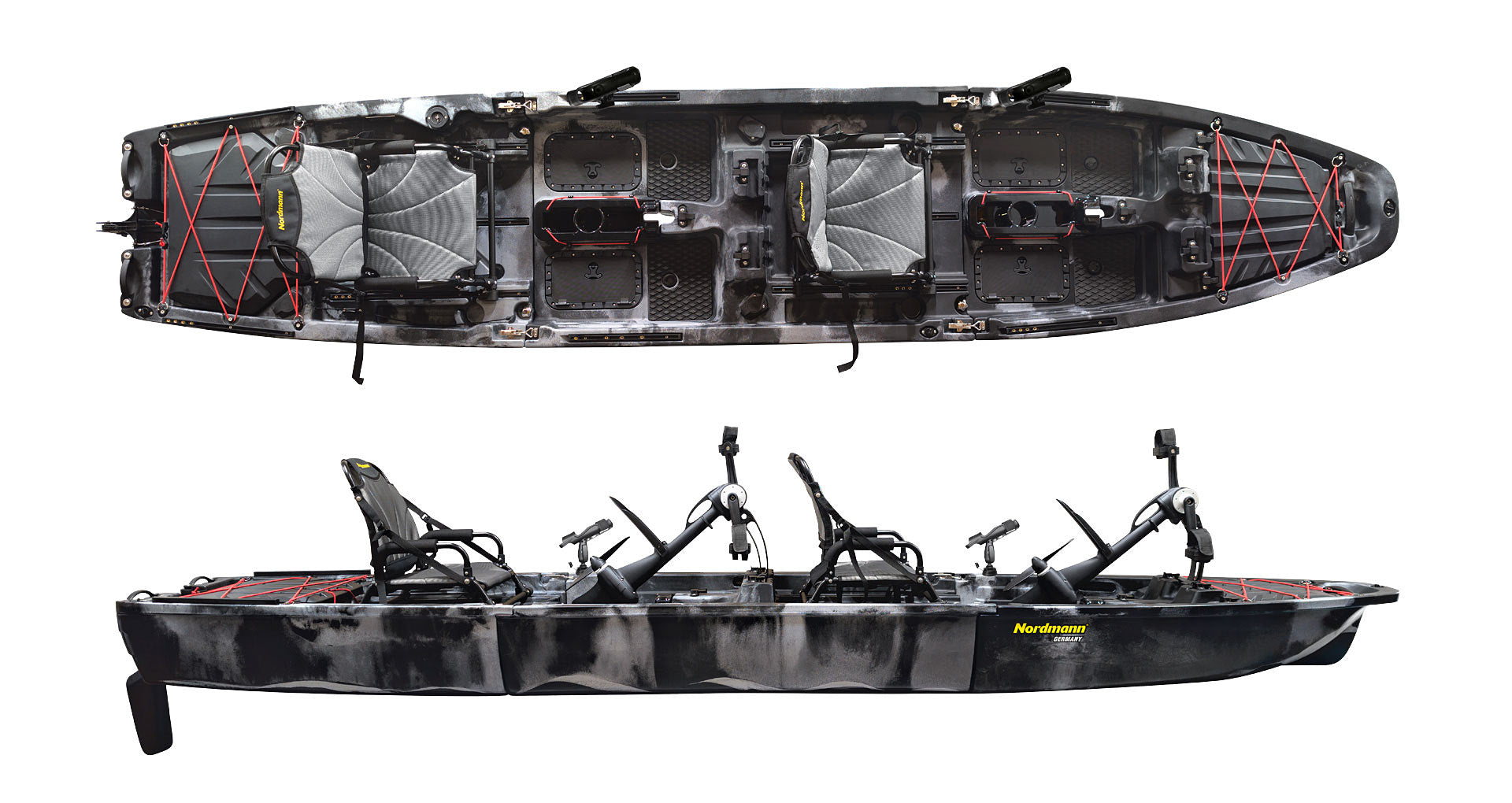 Nordmann Viper 14.3 Duo Angelkajak Camo Schwarz als Tandem