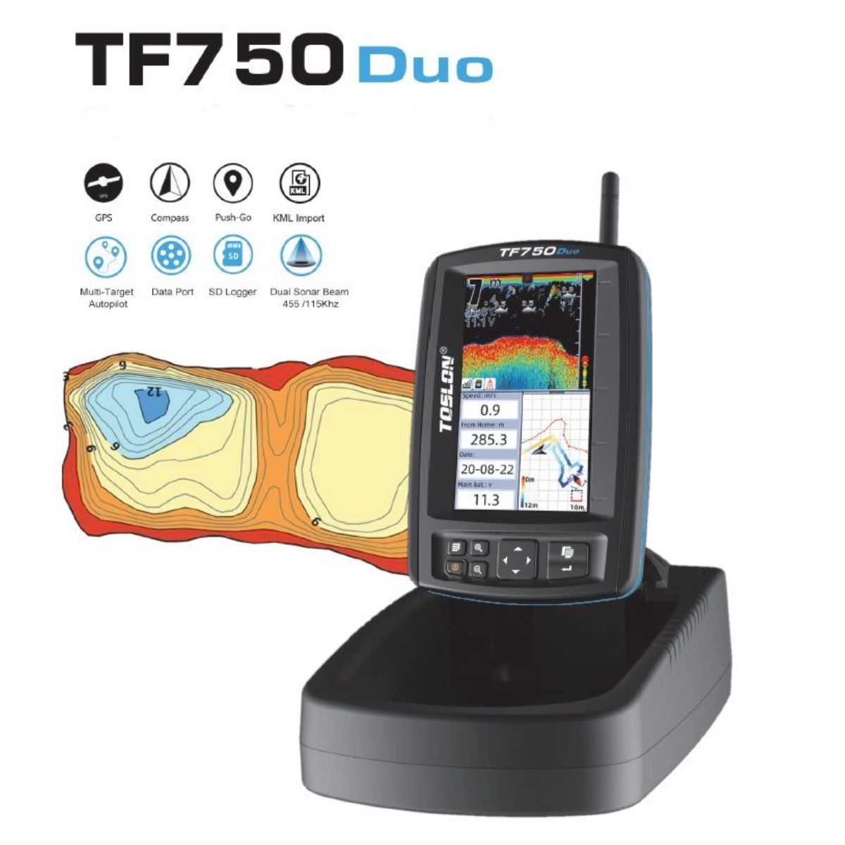 Carp Royal Toslon Fishfinder TF750 Duo 3D GPS / Autopilot / Mapping / Fishfinder